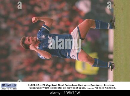 9-APR-95. FA Cup Halbfinale. Tottenham Hotspur / Everton. Evertons 'dean Unsworth feiert, wie sie Spurs schlagen Stockfoto