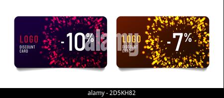 Set von Rabattkarten für Weihnachten oder festlichen Verkauf mit Platz für Logo und Feuerwerk abstrakt Burst Illustration in Gold und rot, isoliert Stock Vektor