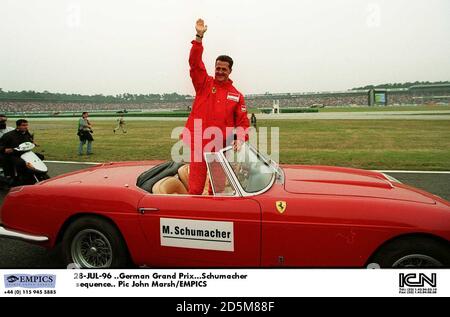 28-JUL-96 ..großer Preis von Deutschland. Schumacher-Sequenz Stockfoto