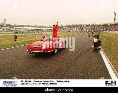 28-JUL-96 ..großer Preis von Deutschland. Schumacher-Sequenz Stockfoto