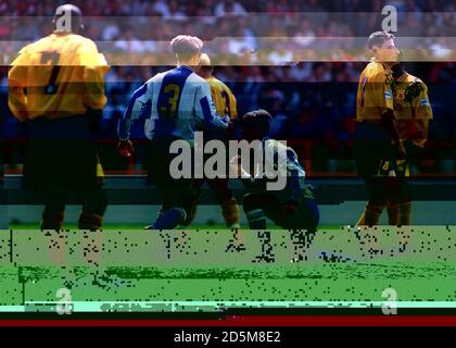 04-AUG-96. UMBRO Turnier, Nottingham Forest / Manchester United ... United's David Beckham feiert nach dem Tor Ausgleich Tor Stockfoto