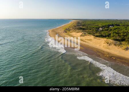 La Tranche-sur-Mer (Mittelwest-Frankreich): Luftaufnahme des Strandes „Plage du Corps de Garde“ Stockfoto
