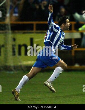 Adam Boyd von Hartlepool United feiert das Tor zum Auftakt Stockfoto