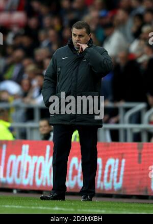 Australien-Managerin Ange Postecoglou ist auf der Touchline Stockfoto