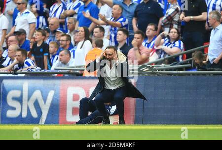 Sheffield Wednesday Manager Carlos Carvalhal reagiert auf die Touchline Stockfoto