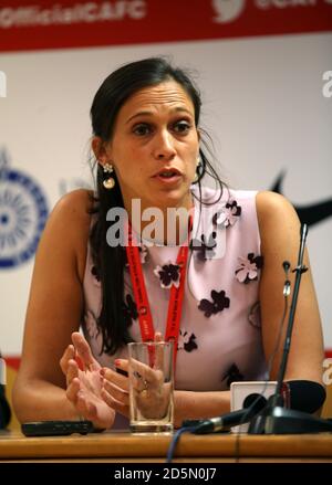 Charlton Athletic CEO Katrien Meire während einer Pressekonferenz Stockfoto