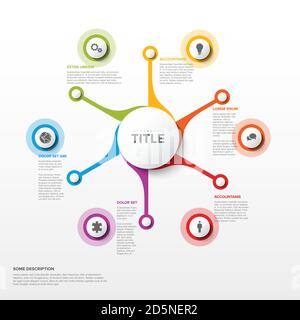 Vektor Mehrzweck Infografik Vorlage mit Titel und sechs Elemente Optionen Und moderne Farben auf weißem Hintergrund Stock Vektor