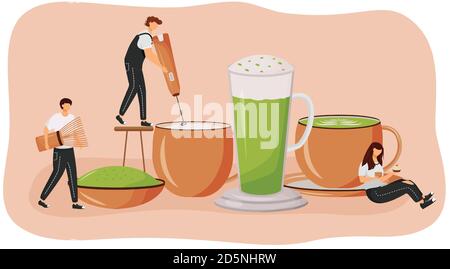 Matcha Latte flach Konzept Vektor Illustration Stock Vektor