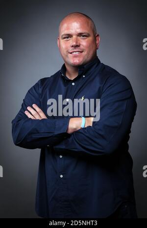 Morecambe Manager Jim Bentley während des EFL Managers Feature Shoot Stockfoto