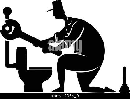 Sanitär Dienstleistungen schwarz Silhouette Vektor Illustration Stock Vektor