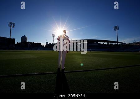 Allgemeine Ansicht von Lancashire Tom Bailey Fielding Stockfoto