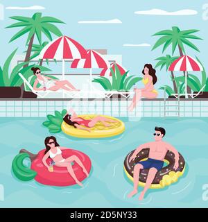 Strand Party flache Farbe Vektor Illustration Stock Vektor