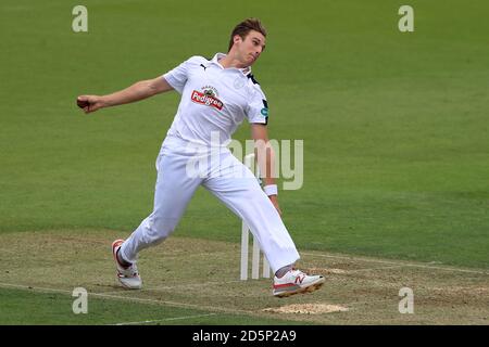 Hampshire's Brad Wheal in Bowling-Action Stockfoto