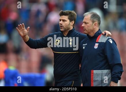 Der Manager von Tottenham Hotspur, Mauricio Pochettino, liegt am Ende der Übereinstimmung Stockfoto