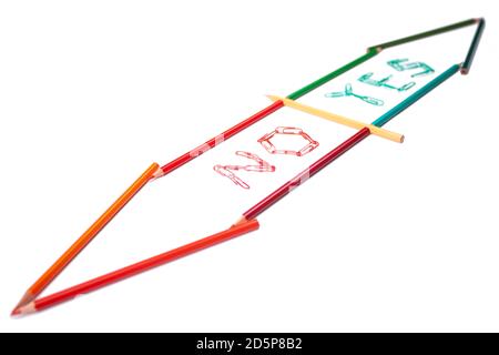 Pfeile aus mehrfarbigen Bleistiften Stockfoto