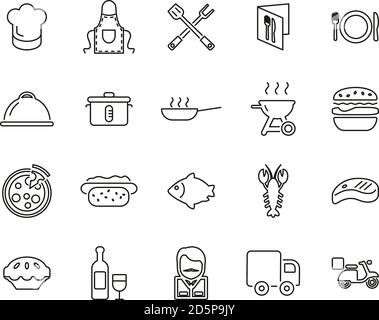 Catering Business Icons Thin Line Set groß Stock Vektor