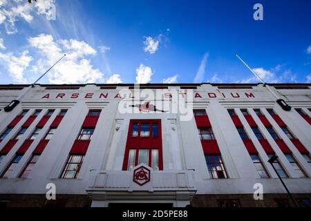 Ein Blick auf die Außenseite von Highbury das ehemalige Haus Arsenal Stockfoto