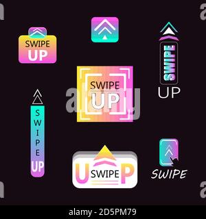 Creative Gradient Swipe Up Icon Vektorgrafik Auf Schwarz Setzen Hintergrund Stock Vektor