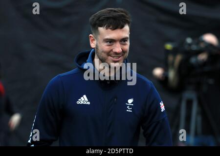 Paralympics-Fußballer Jack Rutter während der EFL zählt jeder Spieler Starten Stockfoto