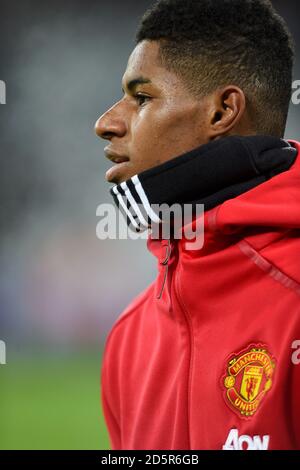 Marcus Rashford von Manchester United vor dem Spiel Stockfoto