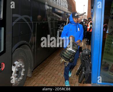 Birmingham Citys neuer Signing Cheick Keita macht sich auf den Weg Der Teamcoach und in den Boden vor dem Kick Aus während der Sky Bet Championship Spiel im Ewood Park Zwischen Blackburn Rovers und Birmingham City Stockfoto