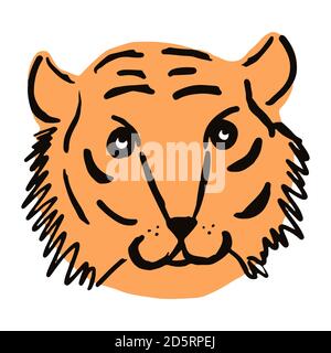 Tiger Gesicht im Cartoon-Stil Stock Vektor