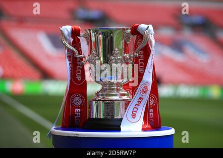 Ein allgemeiner Blick auf die EFL Trophy vor der EFL Pokalfinale zwischen Manchester United und Southampton im Wembley Stadium Stockfoto