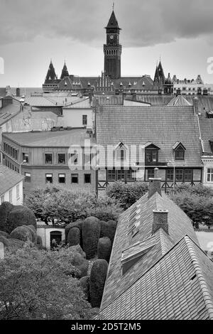 HELSINGBORG, SCHWEDEN - 06. OKTOBER 2020: Eine erhöhte Ansicht der Stadt zeigt einige der verschiedenen architektonischen Details und Stile. Stockfoto