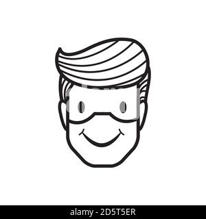 Junge mit Gesichtsmaske Vektor-Logo > Junge mit Gesicht Maske Vektor-Zeichen.Junge mit Gesichtsmaske Vektor-Symbol Stock Vektor