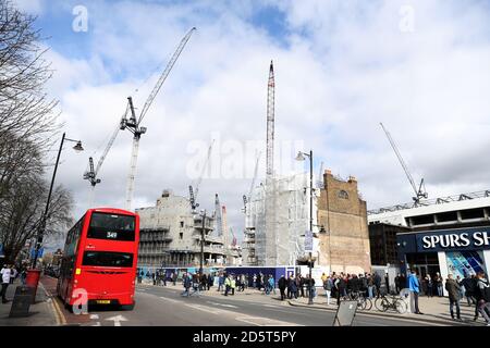 Gesamtansicht der Bauarbeiten an der White Hart Lane Stockfoto