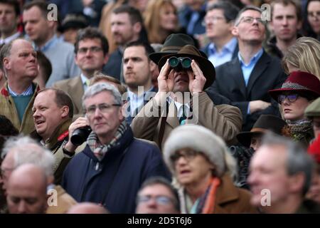 Racegoers schauen während des St. Patrick's Day des 2017 Cheltenham Festival Stockfoto