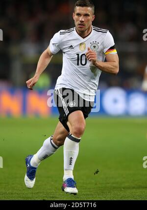 Der Deutsche Lukas Podolski in Aktion während des Spiels Stockfoto
