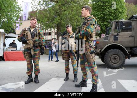 Soilders vor Constant Vanden Stock Stadium vor dem Spiel Stockfoto