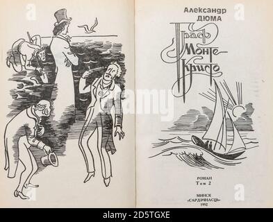 Der Graf von Monte Cristo ist ein Abenteuerroman des französischen Autors Alexandre Dumas, der 1844 fertiggestellt wurde und 1992 in Weißrussland erstmals veröffentlicht wurde. Stockfoto