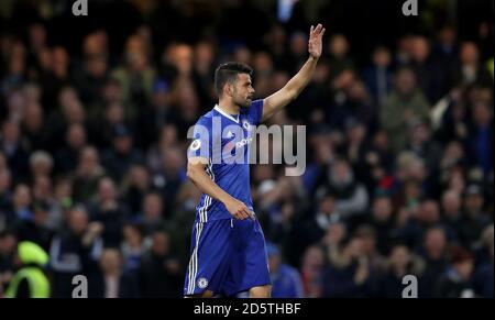 Chelsea's Diego Costa feiert Scoring seiner Seite das dritte Tor von Das Spiel Stockfoto