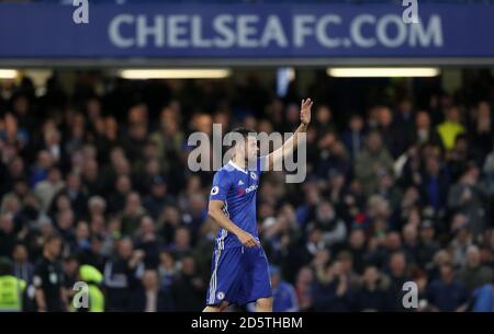 Chelsea's Diego Costa feiert Scoring seiner Seite das dritte Tor von Das Spiel Stockfoto