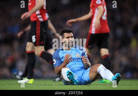 Sergio Aguero von Manchester City scheint frustriert zu sein Stockfoto
