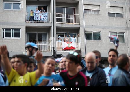 Celta Vigo außerhalb der Estadio Municipal de Balaidos vor der Spiel Stockfoto