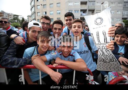 Celta Vigo außerhalb der Estadio Municipal de Balaidos vor der Spiel Stockfoto