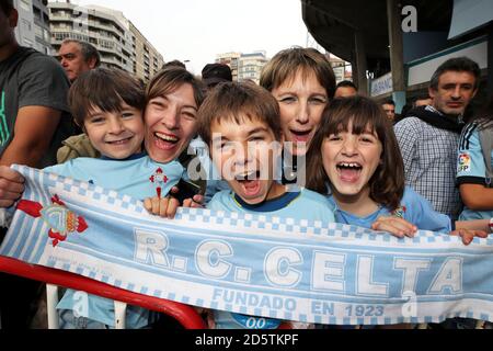 Celta Vigo außerhalb der Estadio Municipal de Balaidos vor der Spiel Stockfoto