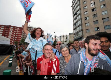 Celta Vigo außerhalb der Estadio Municipal de Balaidos vor der Spiel Stockfoto