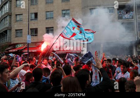 Celta Vigo außerhalb der Estadio Municipal de Balaidos vor der Spiel Stockfoto