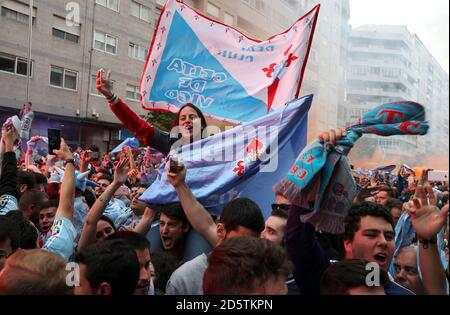 Celta Vigo außerhalb der Estadio Municipal de Balaidos vor der Spiel Stockfoto