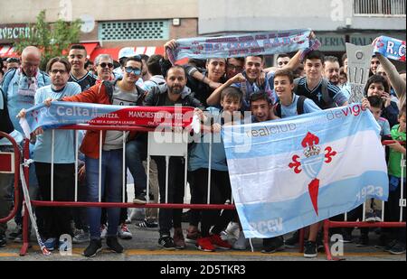 Celta Vigo außerhalb der Estadio Municipal de Balaidos vor der Spiel Stockfoto