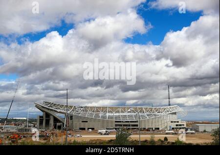 Allgemeine Ansicht der Bauarbeiten im Wanda Metropolitano Stadion, der neuen Heimat von Atletico Madrid Stockfoto