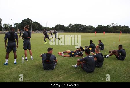 Eine allgemeine Ansicht der Spieler von Charlton Athletic während des Trainings Sitzung Stockfoto