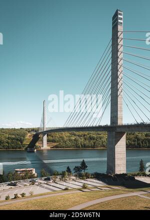 Penobscot Narrows Bridge, in der Nähe von Bucksport, Maine Stockfoto
