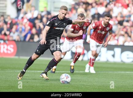 Matej Vydra von Derby County punktet vor Ort Es 1-0 gegen Bristol City Stockfoto