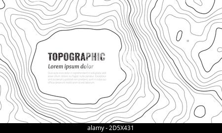 Graue Konturen Vektor-Topographie. Geographische Berg topographische Vektor-Illustration. Topografische Mustertextur. Karte auf Land Gelände mit Kontur in Linien. Höhengrafik Kontur Höhenlinien. Stock Vektor