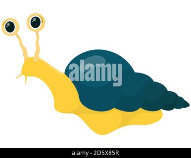 Schnecke im Cartoon-Stil. Sehr langsames Tier. Stock Vektor